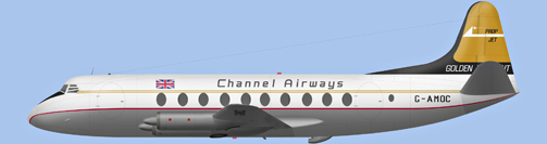 David Carter illustration of Channel Airways Viscount G-AMOC
